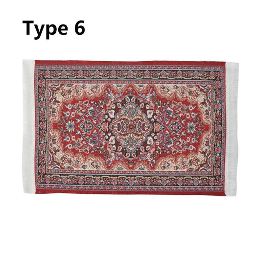 1:12 Scale Turkish Style Dollhouse Carpet – Miniature Weaving Rug for Doll Accessories & Mini House Decor