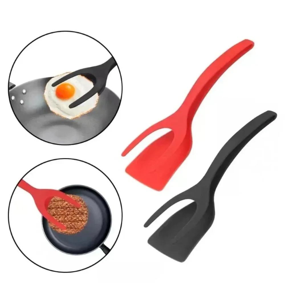2-in-1 Steak Frying Spatula Tongs – Versatile Food Tongs for Eggs, Toast, Pancakes & More