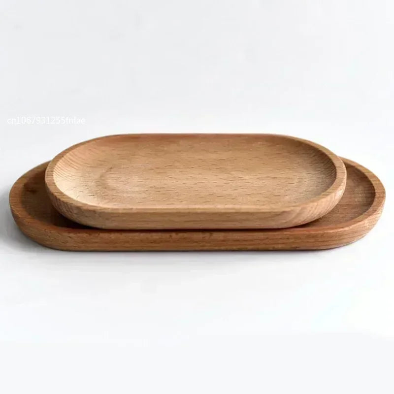 Japanese Style Wooden Oval Serving Tray – Food Plate, Tea Cup Saucer, Fruit Plate & Decorative Pallet