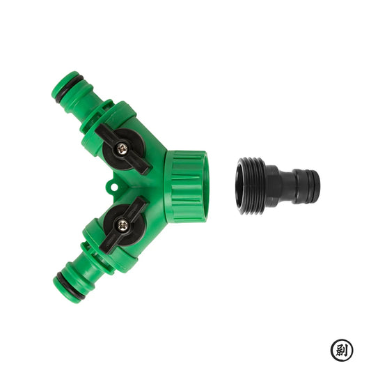 Garden Water Splitter Y Connector 2-Way Valvewith Switch for Faucet Irrigation Flower Planting Water Control Plastic Adapter