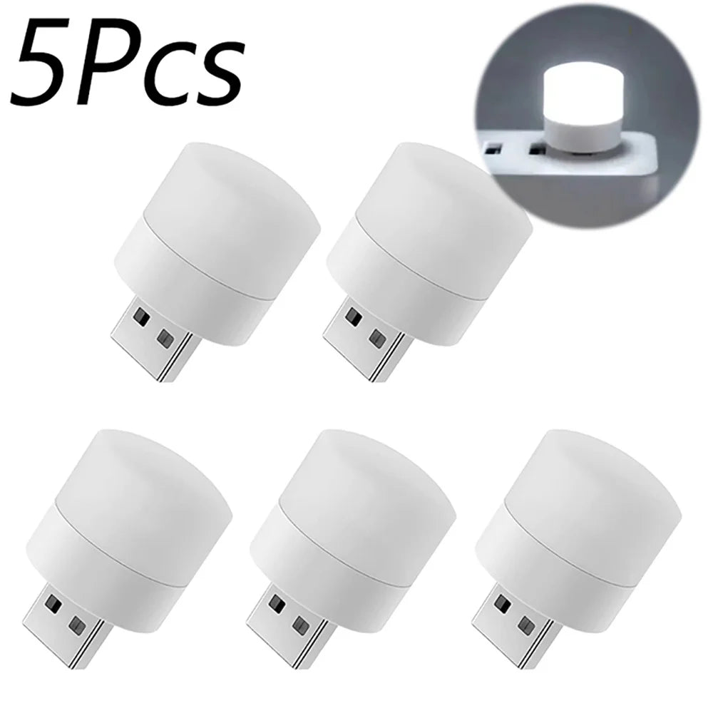 1/10Pcs Mini USB Night Light Warm White Eye Protection Book Reading Light USB Plug Computer Mobile Power Charging LED Night Lamp