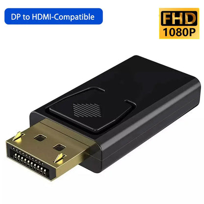 محول 1080/4K DP إلى HDTV، محول DisplayPort ذكر إلى HDMI أنثى، محول قابس فيديو وصوت للكمبيوتر والتلفزيون واللابتوب