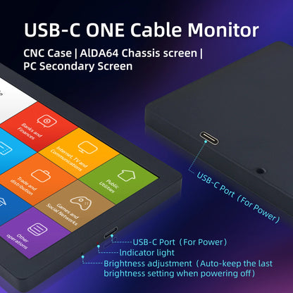 5/7 Inch IPS Type-C Secondary Screen Dynamic 1024x600 LCD Display CPU GPU RAM Monitoring Support Vertical Freely AIDA64