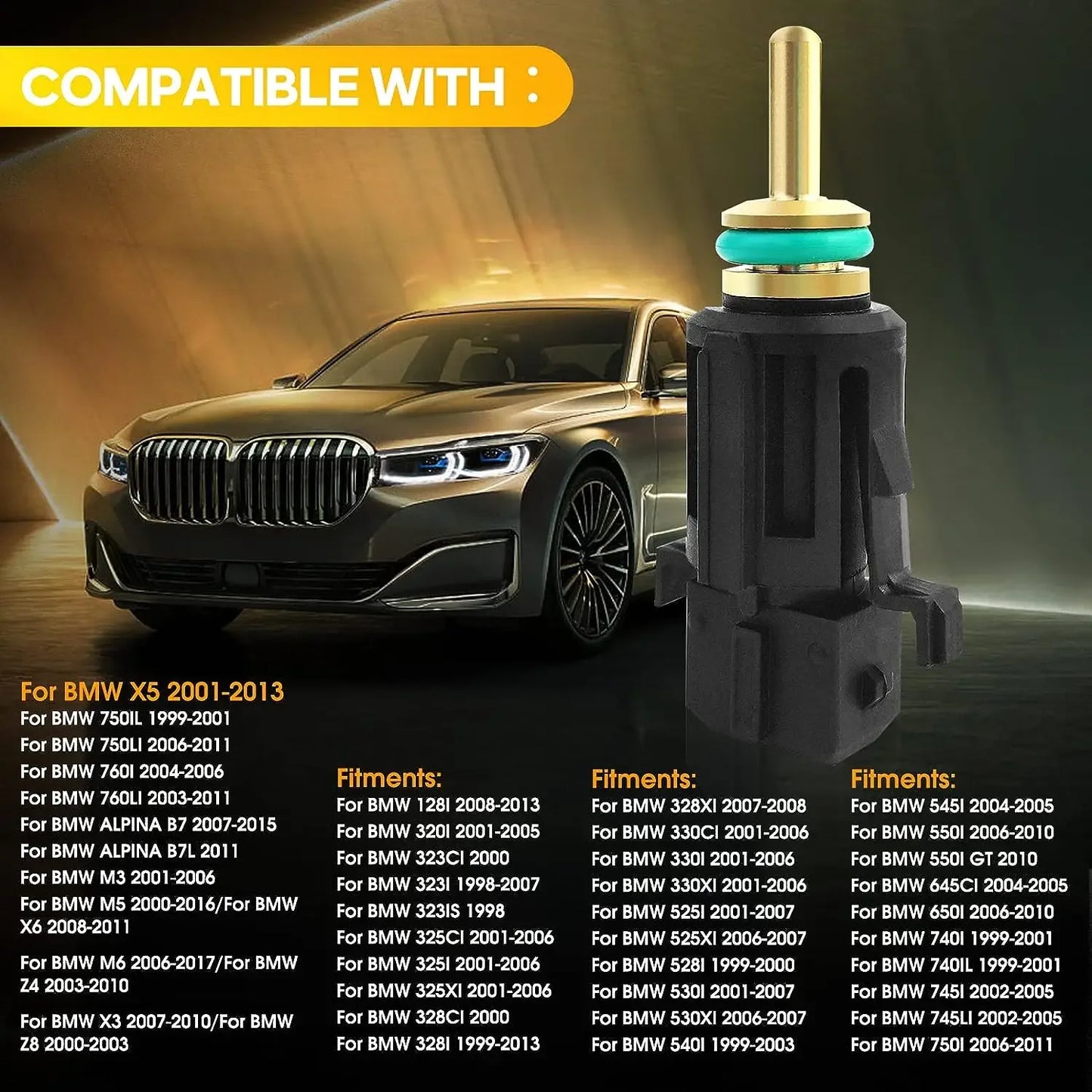 13621433077 Coolant Temperature Sensor in Lower Radiator Hose for BMW E87 E81 E46 E90 E91 5er E39 E60 F10 325i 525i 745i X3 X5