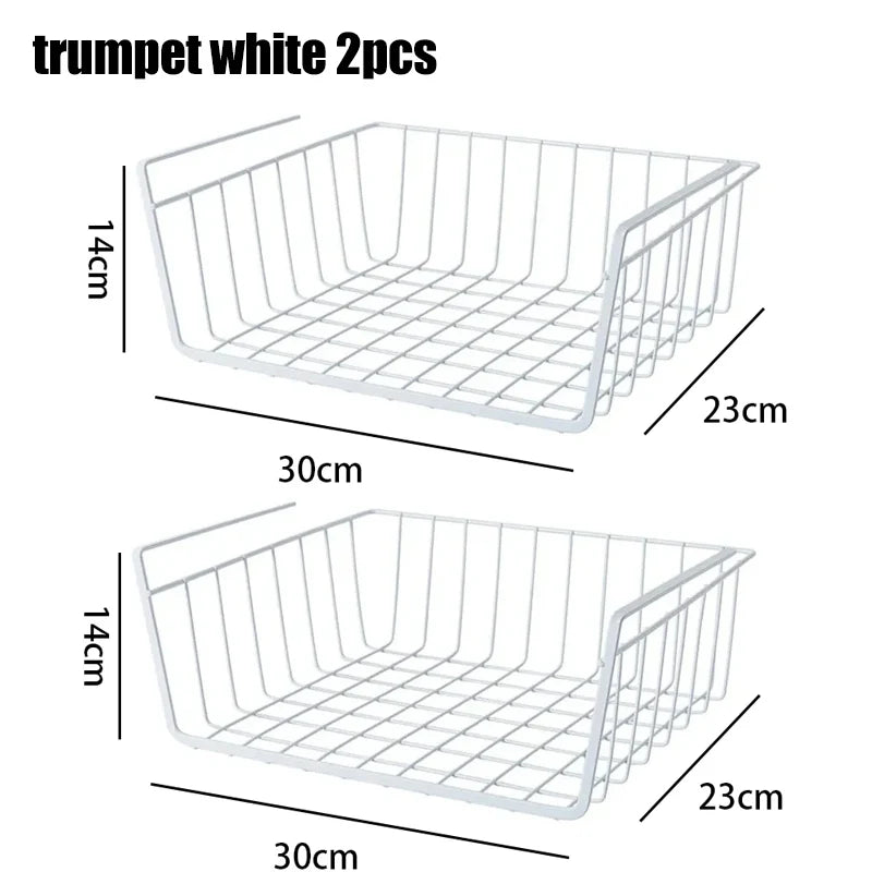 Multi-Functional Perforated Hanging Storage Basket – Iron Wire Rack for Kitchen & Bathroom Organization