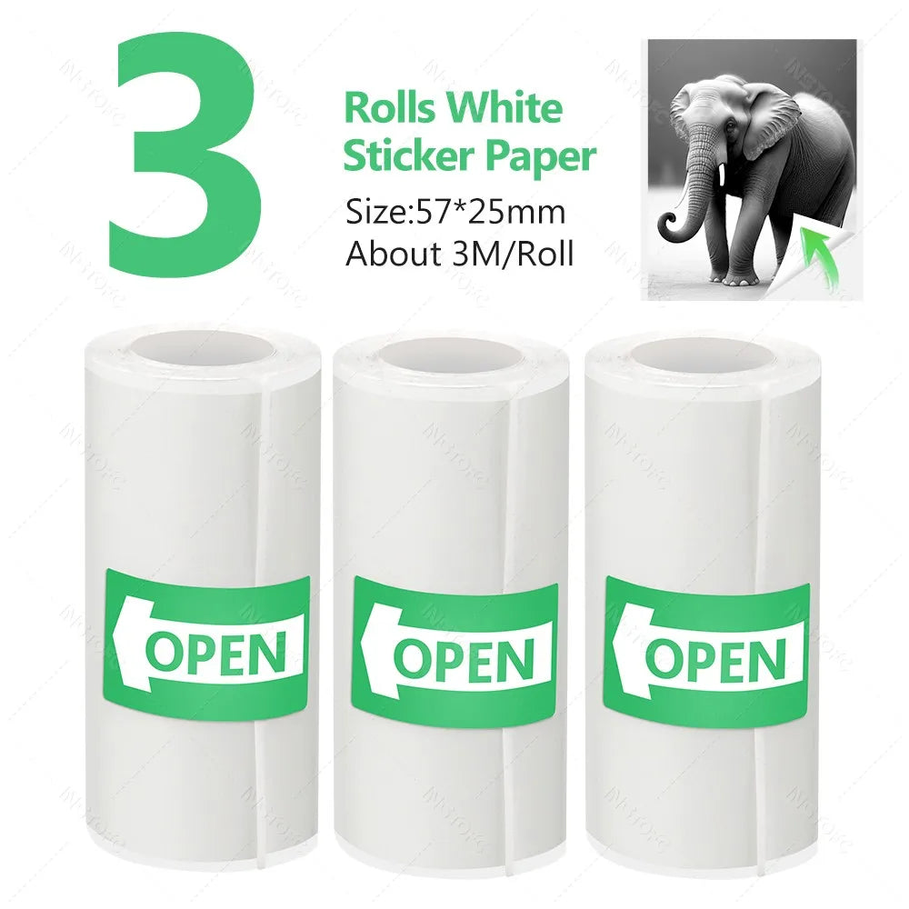 57x25MM Thermal Paper Label Sticker Rolls – Adhesive Mini Printer Paper for Kids Camera & Instant Print