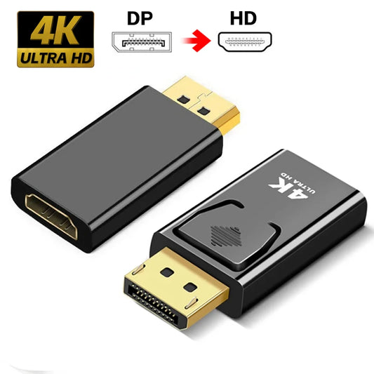 DisplayPort to HDTV 4K Adapter – DP Male to HD Female Video & Audio Converter for Computer, TV & Laptop
