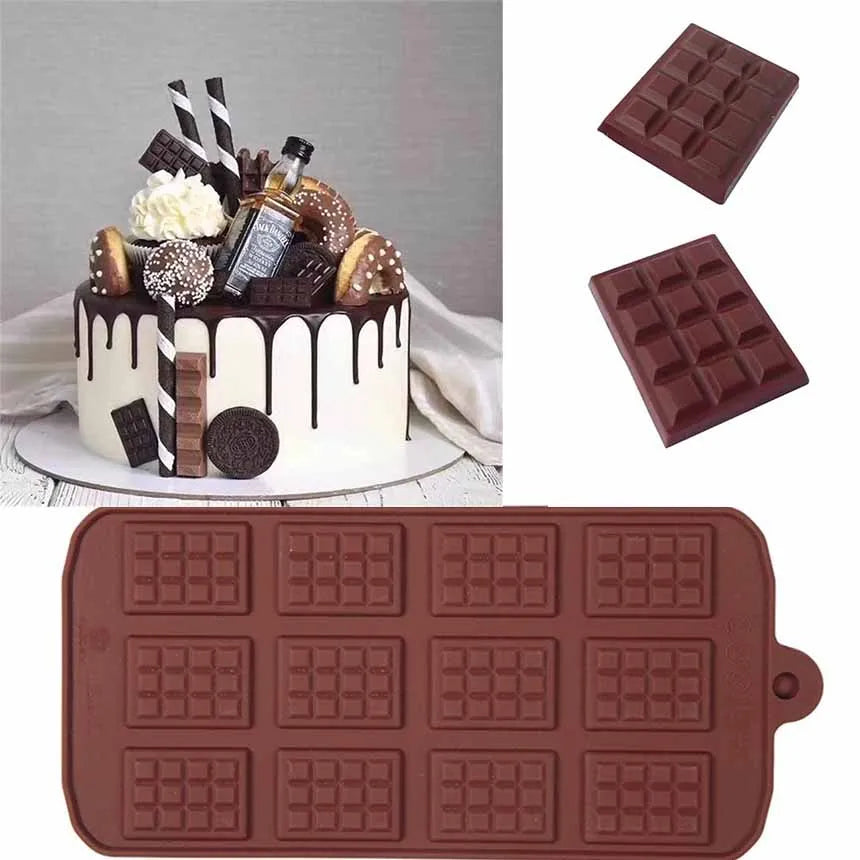 Chocolate Silicone Mold Long Square Plaid Silicone Mold Cake Decorative Mold Chocolate Block Insert Waffle Silicone Mold