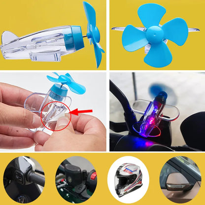 Wind-Powered LED Airplane Ornament – Motorcycle & Car Rearview Mirror Decoration with Rotating Lights