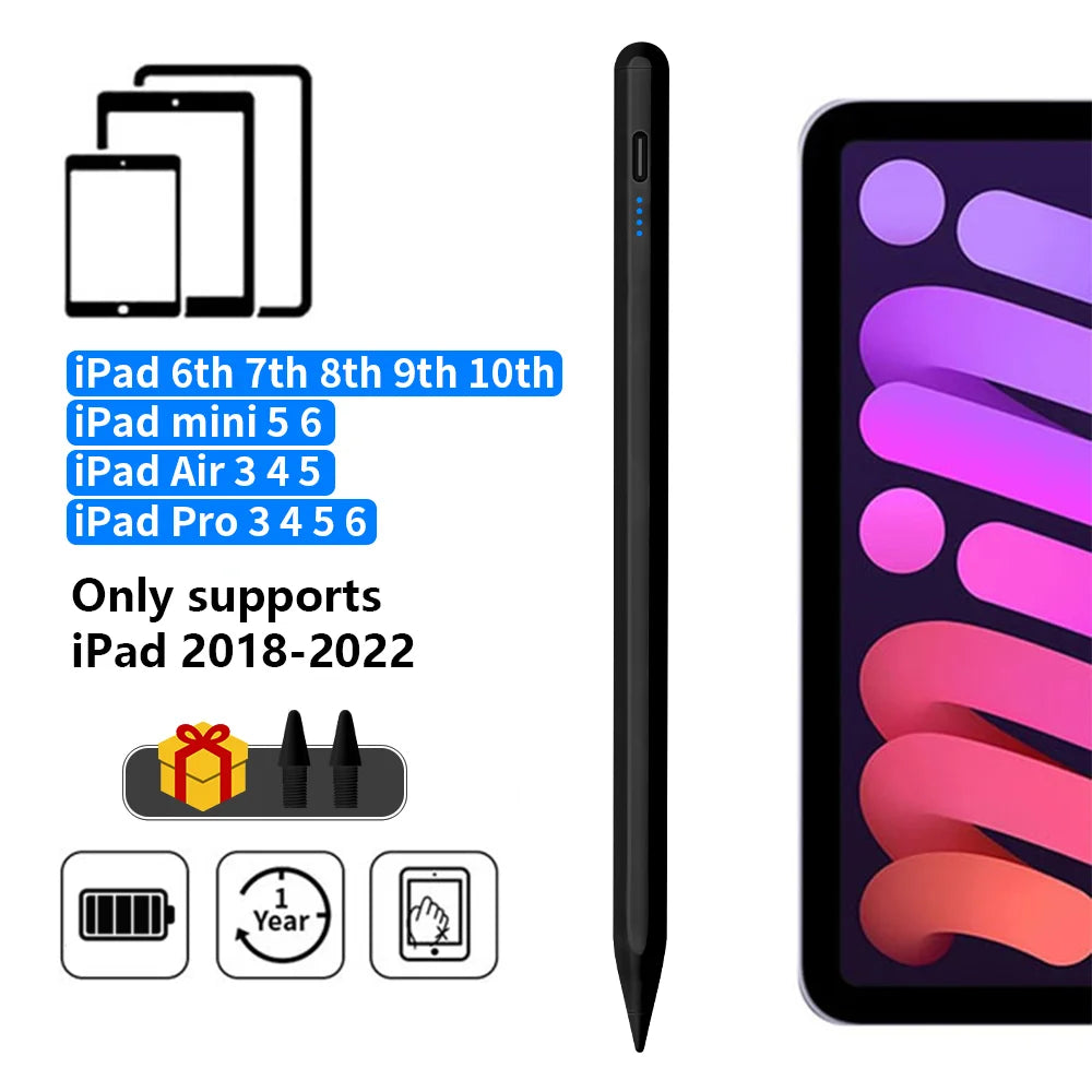 قلم Apple Pencil 2025 لأجهزة iPad 11 و13 وM2 وM3 وPro 13 و11 وM4 وAir من الجيل 5 و6 و7 و8 و9 و10 وAir من الجيل 3 و4 و5 و6، تثبيت مغناطيسي تلقائي، شحن سريع 