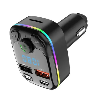 Car Charger Bluetooth 5.0 FM Transmitter PD Type-C Dual USB Ambient Player MP3 Charger Type-C Wireless Light Handsfree