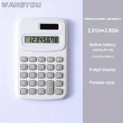 Small Solar Calculator Portable 8-Digit LCD Electronic Calculator – Cute Home & School Calculator for Kids and Primary Students