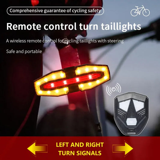 USB Rechargeable Wireless Bike Turn Signals – Waterproof Rear Light with Remote Control