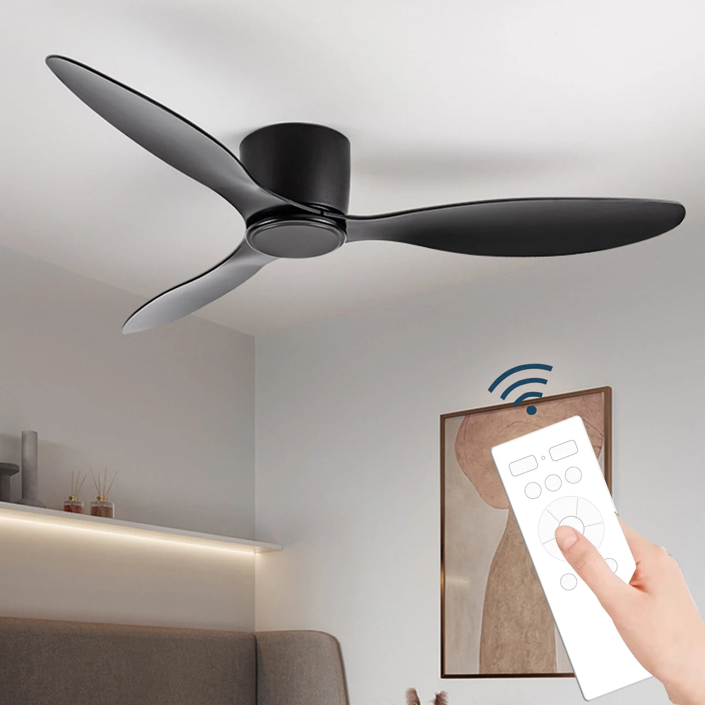 مروحة إضاءة LED مثبتة على السقف - مروحة إضاءة ديكورية بتصميم نورديك بسيط لغرفة المعيشة والمطعم 