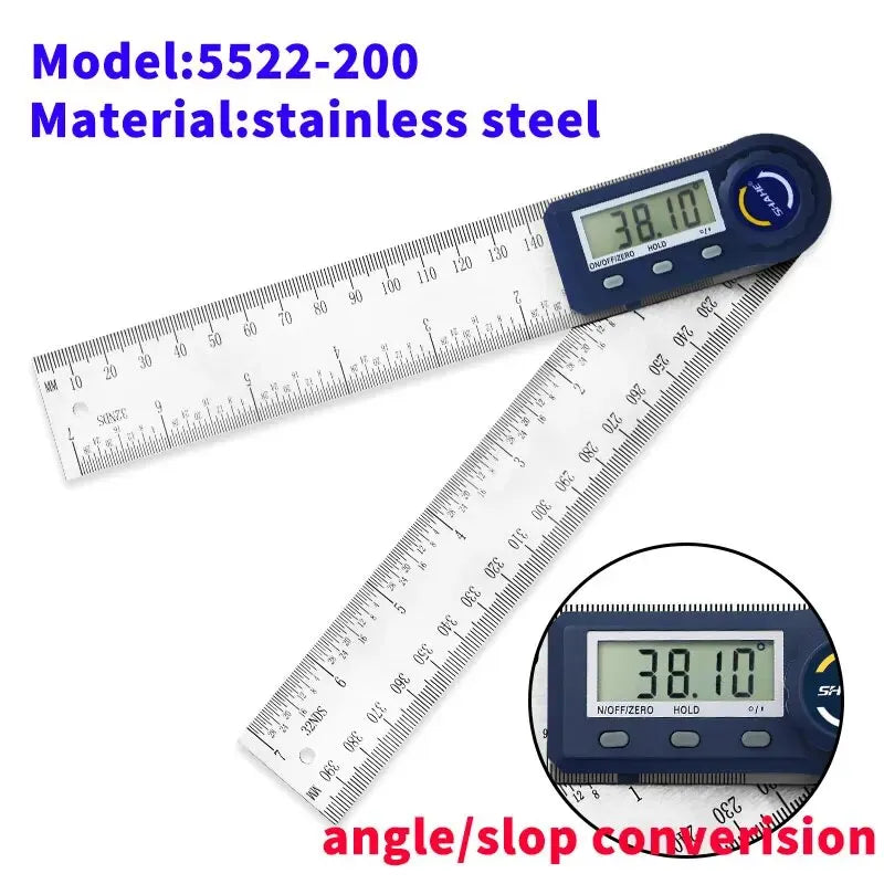Shahe 0-200/300mm Digital Protractor Angle Ruler – Electronic Goniometer Measuring Tool