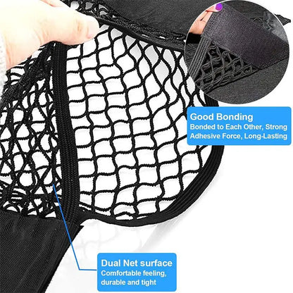 شبكة تخزين للسيارة، شبكة قابلة للتمدد، جيب شبكي، ملصق مطاطي سحري، حقيبة جيب شبكية عالمية لصندوق السيارة الخلفي، قفص جيب، منظم سيارة 