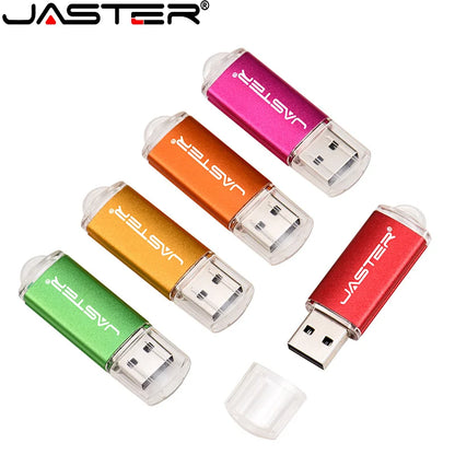 ذاكرة فلاش USB 2.0 عالية السرعة من جاستر، صغيرة الحجم، مصنوعة من البلاستيك، بسعات 128 ميجابايت، 4 جيجابايت، 16 جيجابايت، 32 جيجابايت، 64 جيجابايت، و128 جيجابايت، مع سلسلة مفاتيح. 