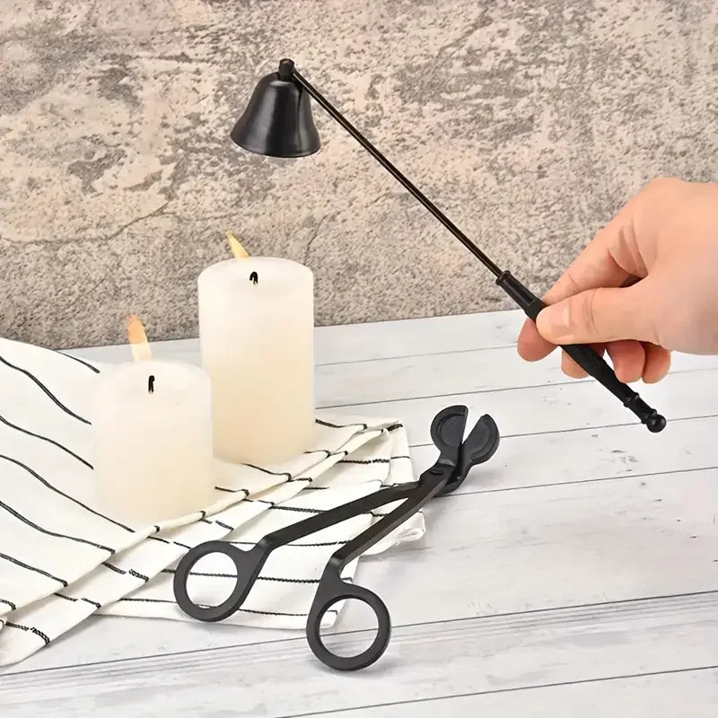 أداة إطفاء فتيل الشموع المصنوعة من الفولاذ المقاوم للصدأ - مقص محمول للعناية بالشموع وأداة خطافية