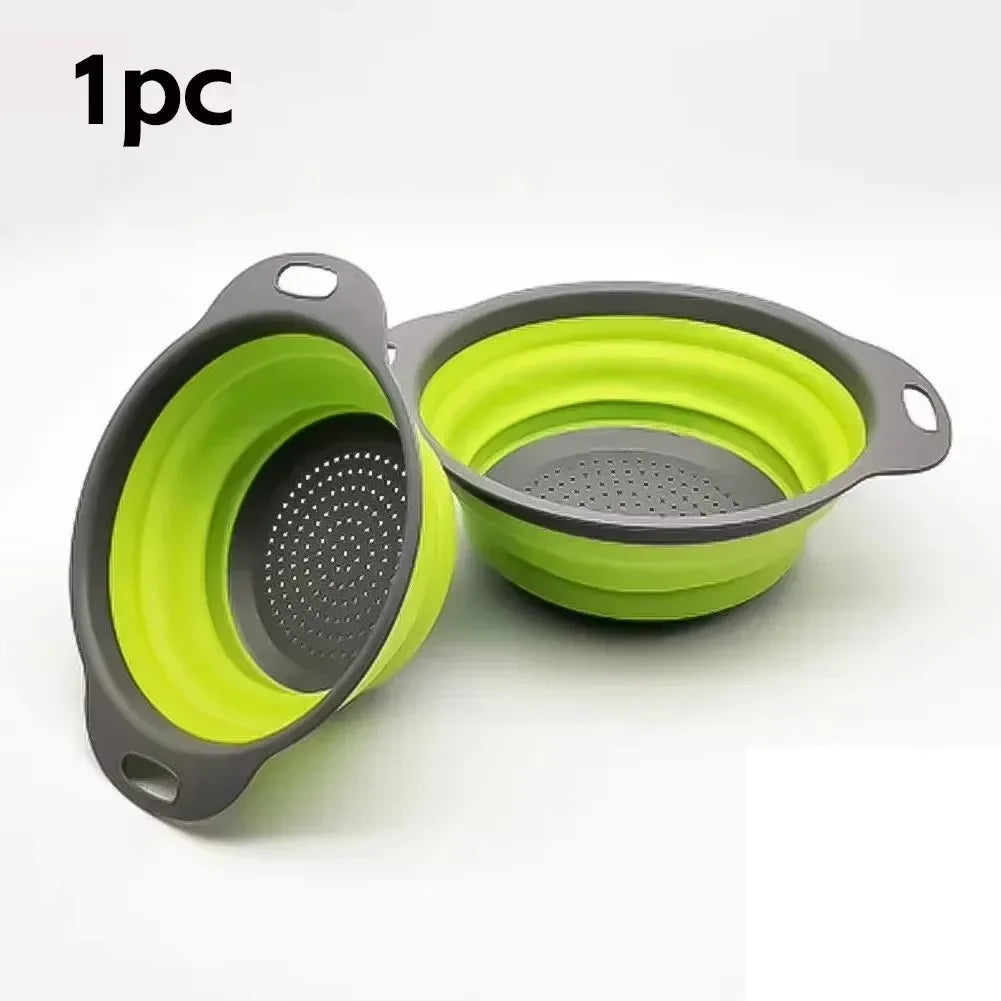LMETJMA Round Folding Colander BPA Free Fruits Vegetables Washing Drain Basket Kitchen Colander Strainer Dishwasher Safe KC0236