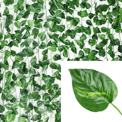 11M Artificial Ivy Leaf Garland – Hanging Green Vine for Garden, Wedding, Party & Home Wall Decor