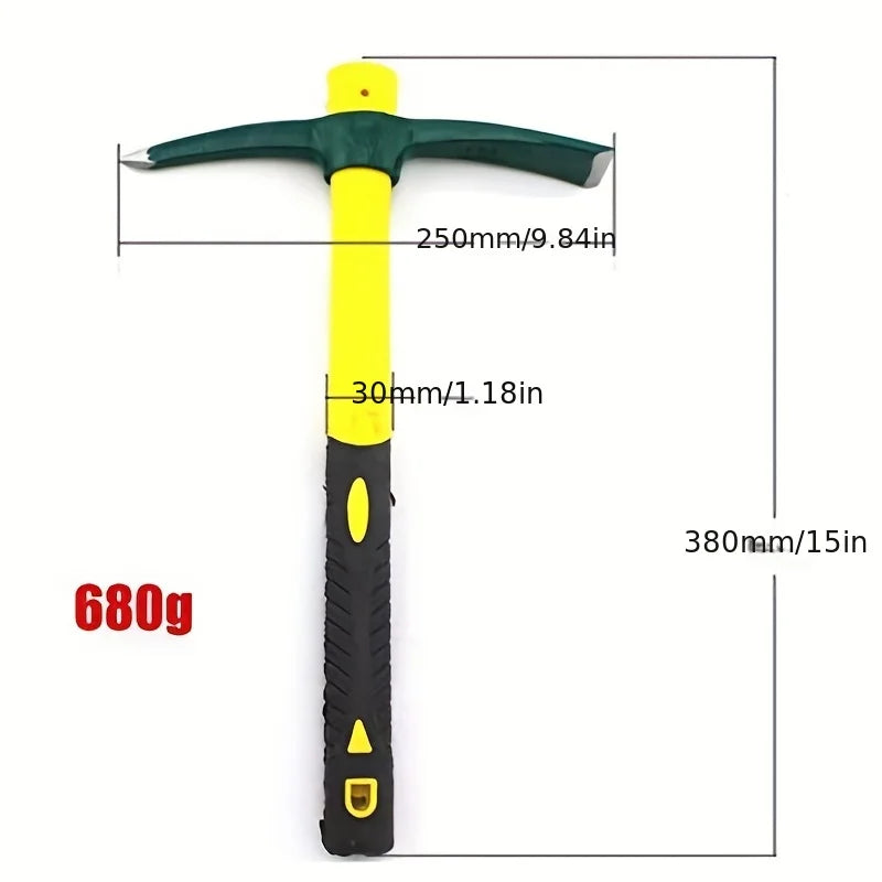 Forged Garden Pick-Axe – Fiberglass-Handle Tool for Weeding, Soil Loosening & Camping