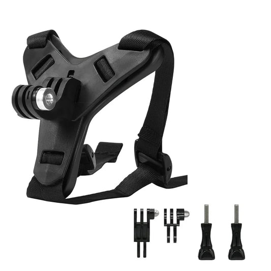 Helmet Strap Mount for GoPro Hero 12/11/10/9/8/7/6/5/4 – Full Face Motorcycle Chin Mount for Action Cameras & Yi Sports Cams