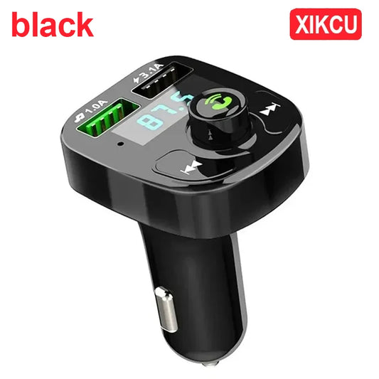 XIKCU Bluetooth-compaitable 5.0 LED MP3 Car Bluetooth FM Hands-Free Transmitter 3.1A QC3.0 PD Type C Dual USB Car Charger