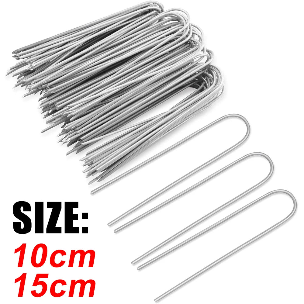 U‑Type Garden Staples – Heavy‑Duty Galvanized Landscape Stakes for Netting & Ground Covers