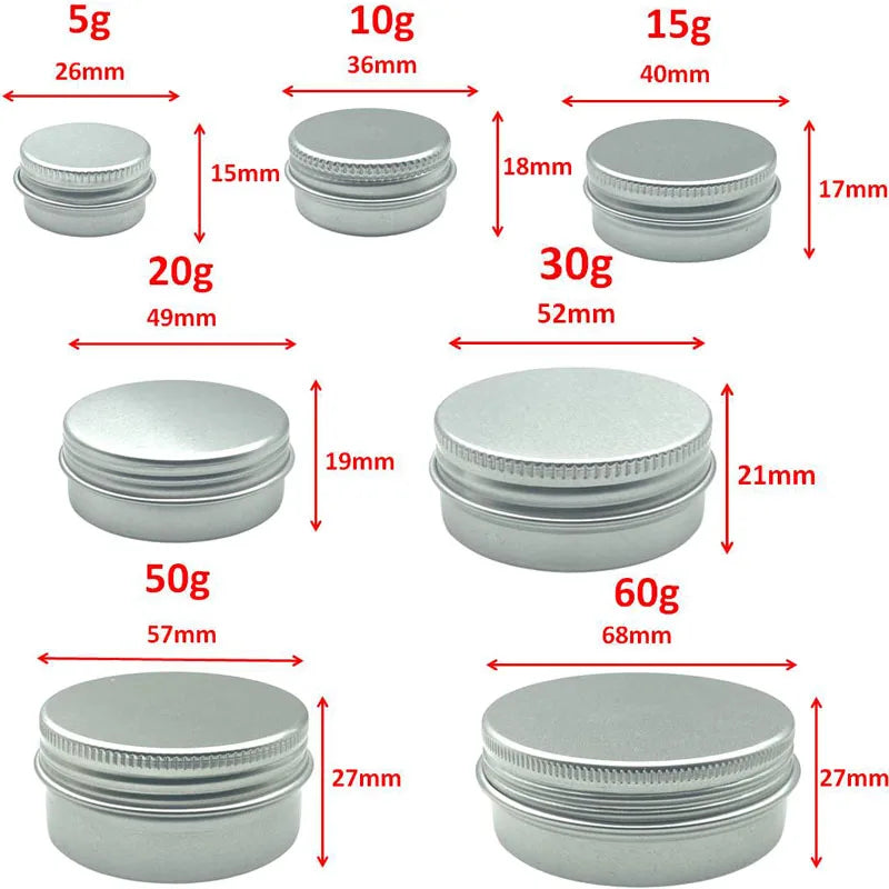 10-Pack Silver Aluminum Screw-Top Tins – Round Containers for Candles, Spices, Gifts