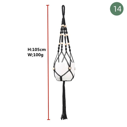 سلال معلقة للنباتات مصنوعة يدويًا من المكرمية، حامل لأصص الزهور، زينة معلقة للشرفة، حبل رفع معقود، لوازم منزلية وحدائق. 