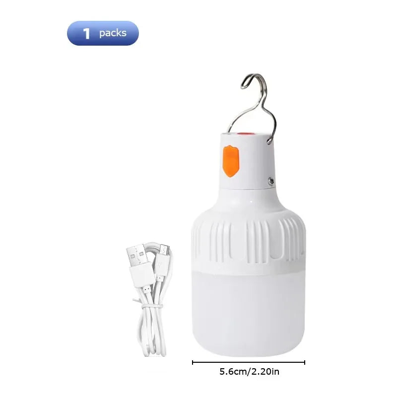 Outdoor USB Rechargeable LED Lamp Bulbs – High Brightness Emergency Light with Hook for Camping & Fishing