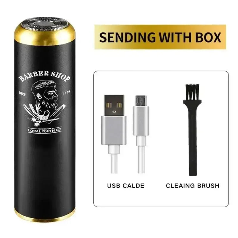 ماكينة حلاقة صغيرة للوجه للرجال تعمل بمنفذ USB - ماكينة حلاقة محمولة مقاومة للماء بشفرة من الفولاذ المقاوم للصدأ، مثالية للسفر والاستخدام في السيارة