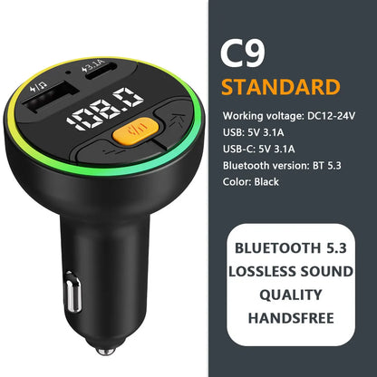Bluetooth 5.3 FM Transmitter Handsfree Car AUX Radio Modulator MP3 Player with 22.5W & PD30W Fast Charge Adapter Car Accessories