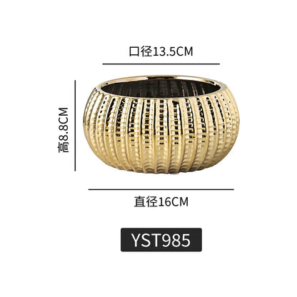 وعاء زهور سيراميكي نورديك قطعة واحدة - وعاء زهور هندسي للمكتب أو الشرفة أو طاولة القهوة 