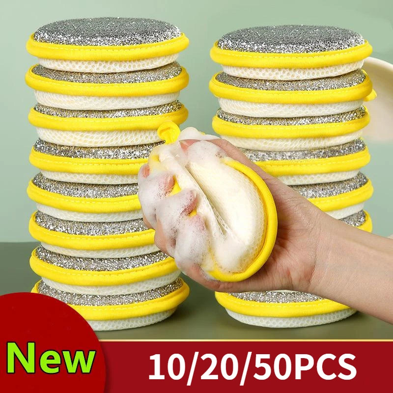 Double-Sided Dishwashing Sponge – Reusable Kitchen Scrubber for Pots, Pans & Plates (10/20/50PCS)
