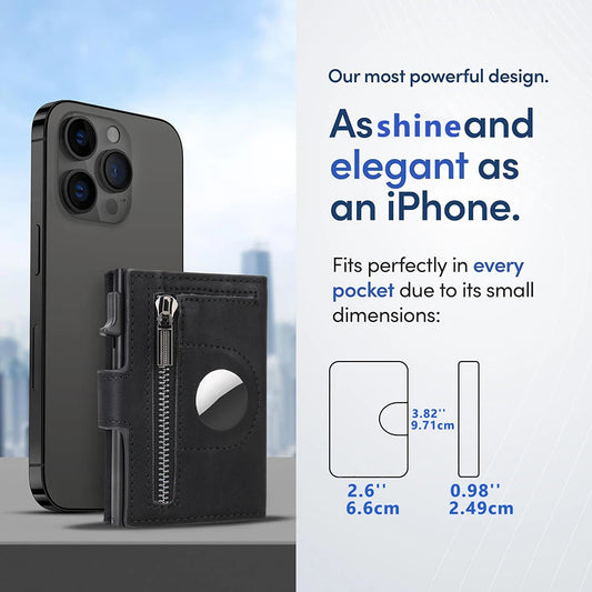 RFID Carbon Fiber Wallet with AirTag Pocket – Luxury Slim Credit Card Holder for Men