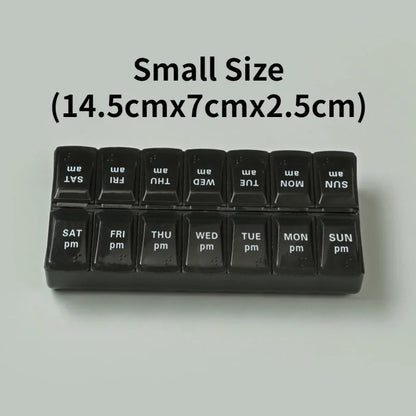 منظم حبوب للسفر لمدة 7 أيام - علبة حبوب أسبوعية محمولة مع 14 خانة للفيتامينات والأدوية