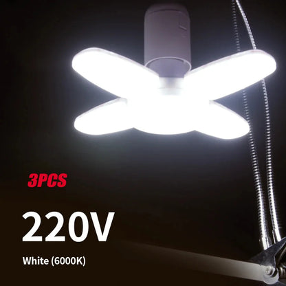 E27 Fan Shape Foldable 28W LED Bulb AC220V/110V Deformation for Home Ceiling Lights Warehouse and Garage White Leaf Light 6500K