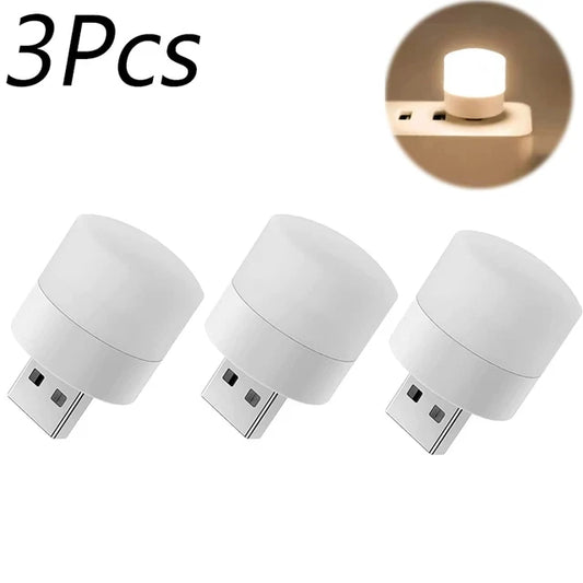 1/10Pcs Mini USB Night Light Warm White Eye Protection Book Reading Light USB Plug Computer Mobile Power Charging LED Night Lamp