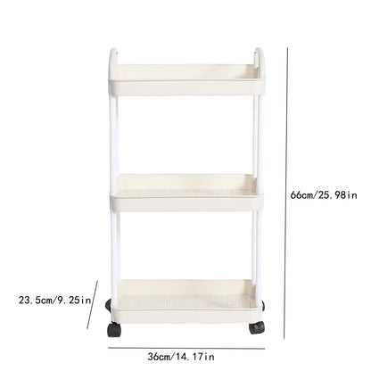 عربة تخزين متحركة متعددة الطبقات بثلاثة أرباع الرفوف - منظم متنقل للمطبخ والحمام وغرفة النوم بعجلات قابلة للقفل 