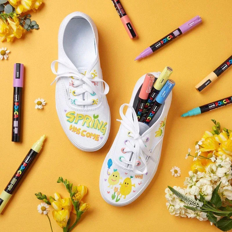 مجموعة أقلام التحديد الكاملة من Uni Posca – أقلام طلاء جرافيتي دائمة متعددة الألوان من الأكريليك