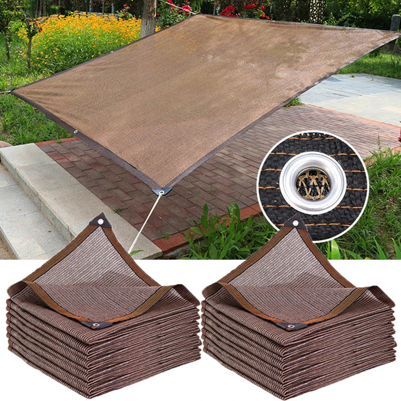 75% Shading Coffee Sun Shade Net – Heavy-Duty UV-Resistant Pergola Cover for Garden & Greenhouse