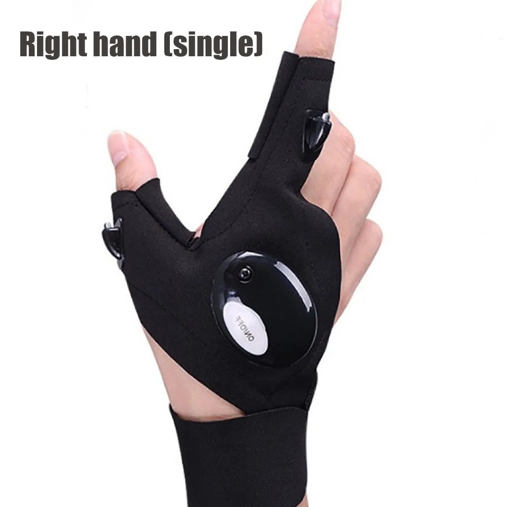 LED Light Gloves for Fishing & Outdoor Use – Fingerless Gloves with Built-in Flashlight
