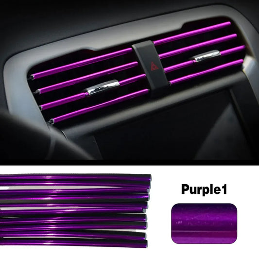 10Pcs Colorful Car Air Conditioner Vent Decoration Strips – Chrome PVC Auto Interior Grille Trim for Stylish Car Styling
