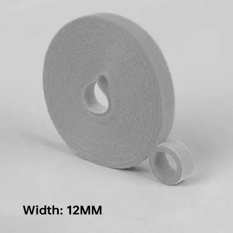 منظم كابلات بالجملة، بطول 2/5 أمتار/لفة، عرض 12 مم، لفافة كابلات USB، أربطة نايلون سهلة القطع، مناسبة للفأرة وسماعات الأذن. 