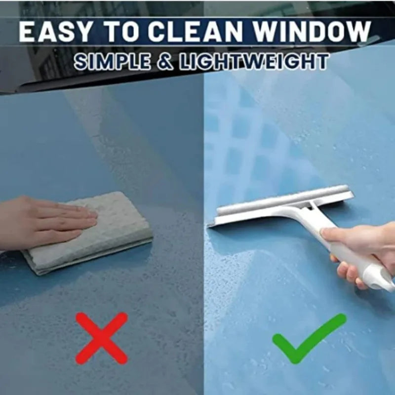 3 in 1 Window Cleaning Squeegee Multi Function Glass Mirror Wiper with Spray Bottle Microfiber Scrub Household Car Cleaner Tools