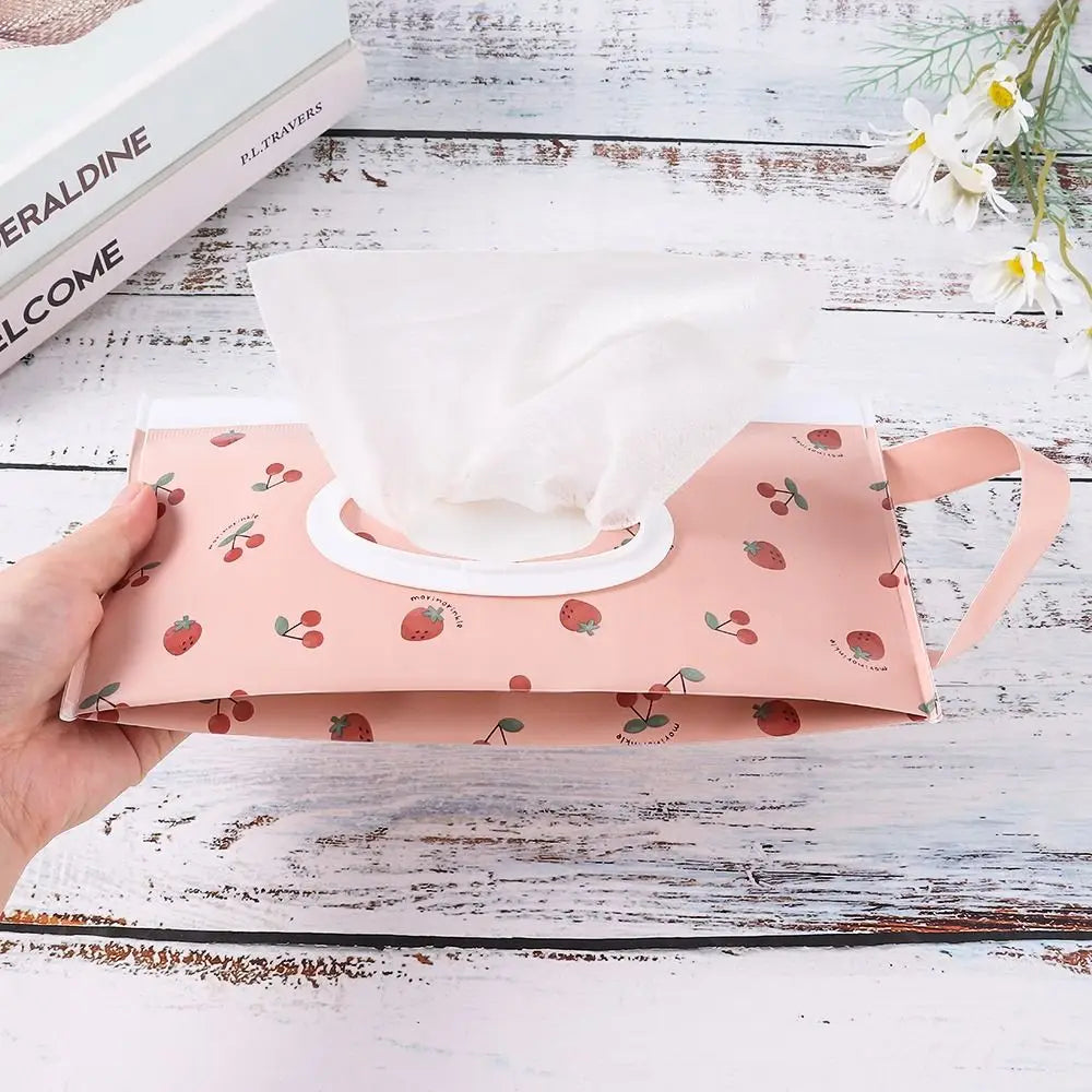 حقيبة مناديل مبللة من مادة EVA - حقيبة محمولة لمناديل الأطفال المبللة مع غطاء قلاب وحافظة بحزام كبس