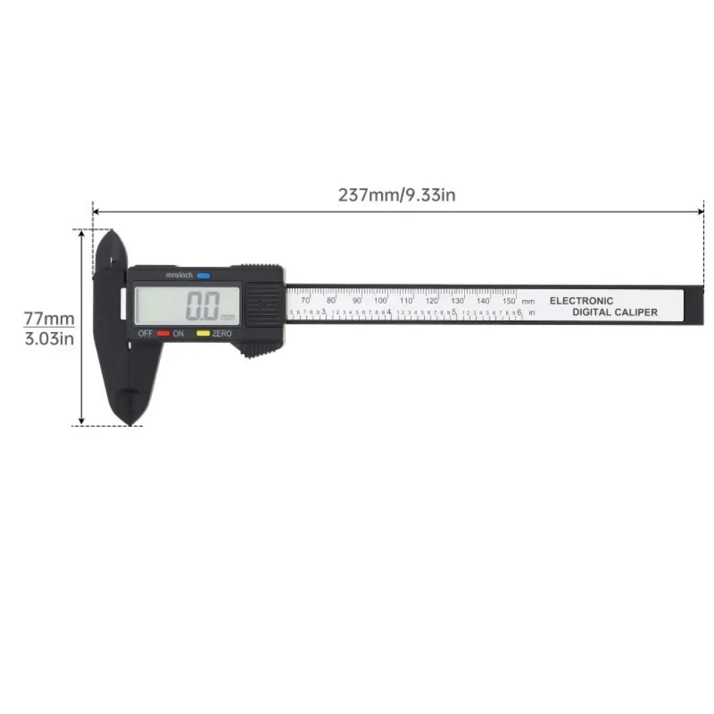 Electronic Digital Vernier Caliper – 150mm Carbon Fiber Measuring Tool with LCD Display