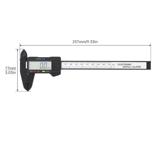 Electronic Digital Vernier Caliper – 150mm Carbon Fiber Measuring Tool with LCD Display