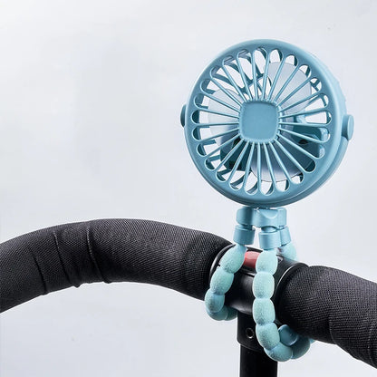 Mini Portable Baby Stroller Fan – USB Rechargeable 3-Speed Flexible Octopus Clip-On Fan